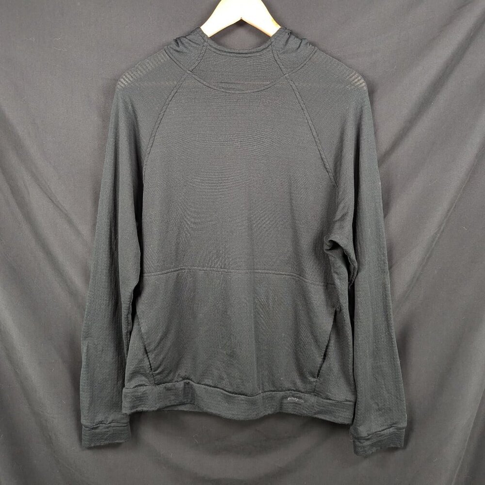 Patagonia Capilene Thermal Weight Hoodie Men's Medium Gray Waffle Knit Good